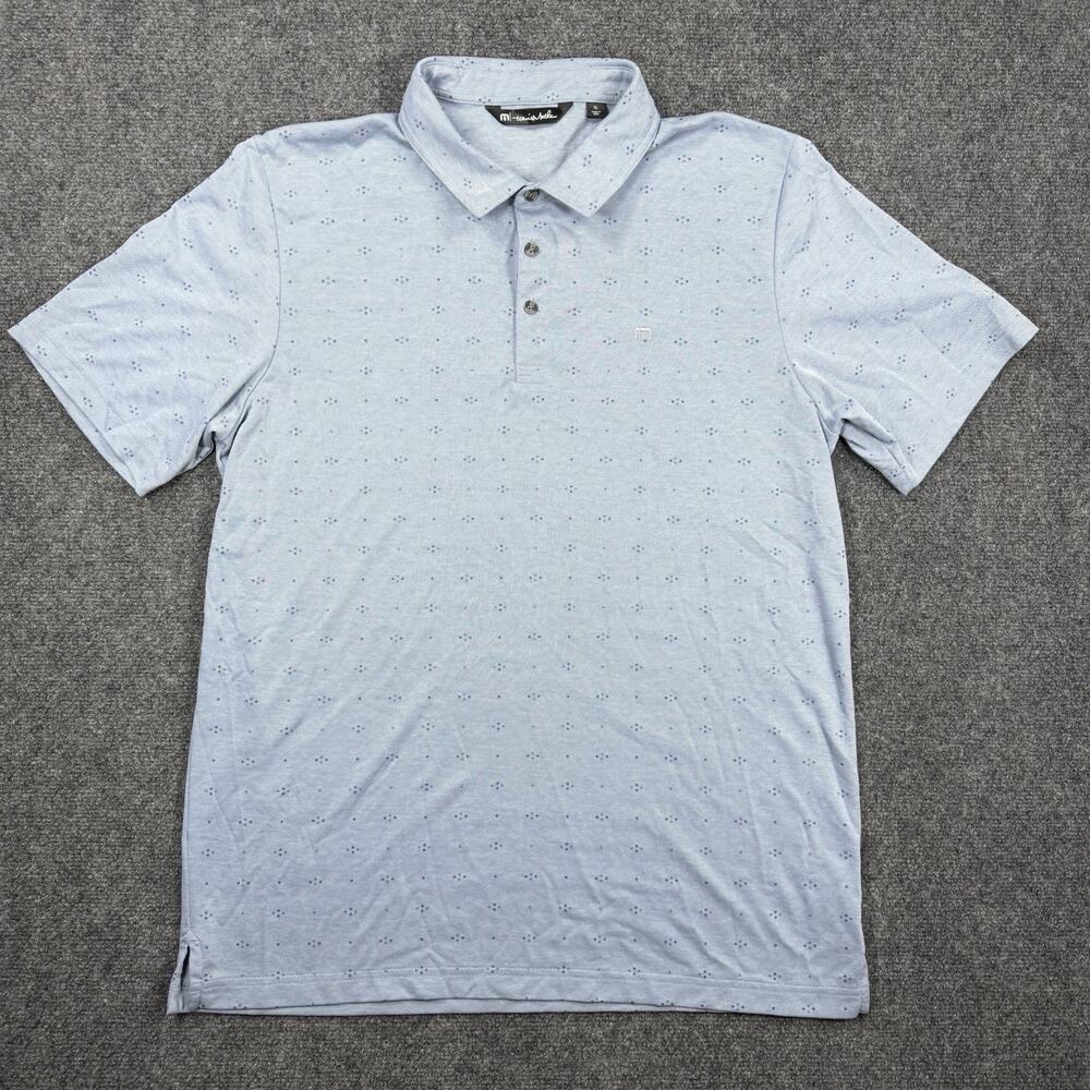 TravisMathew Men’s XL Light Blue Micro Print Golf Polo Golf Legend Embroidered - Picture 2 of 9